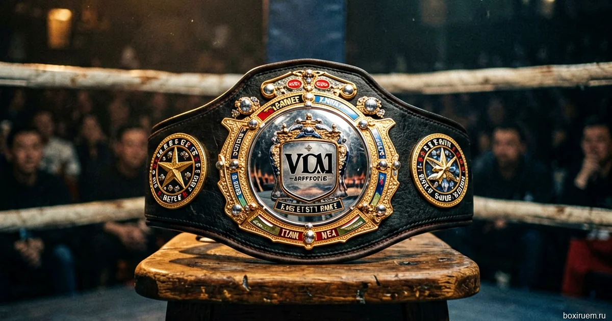 Пустой боксерский ринг под светом прожекторов в пыльной атмосфере