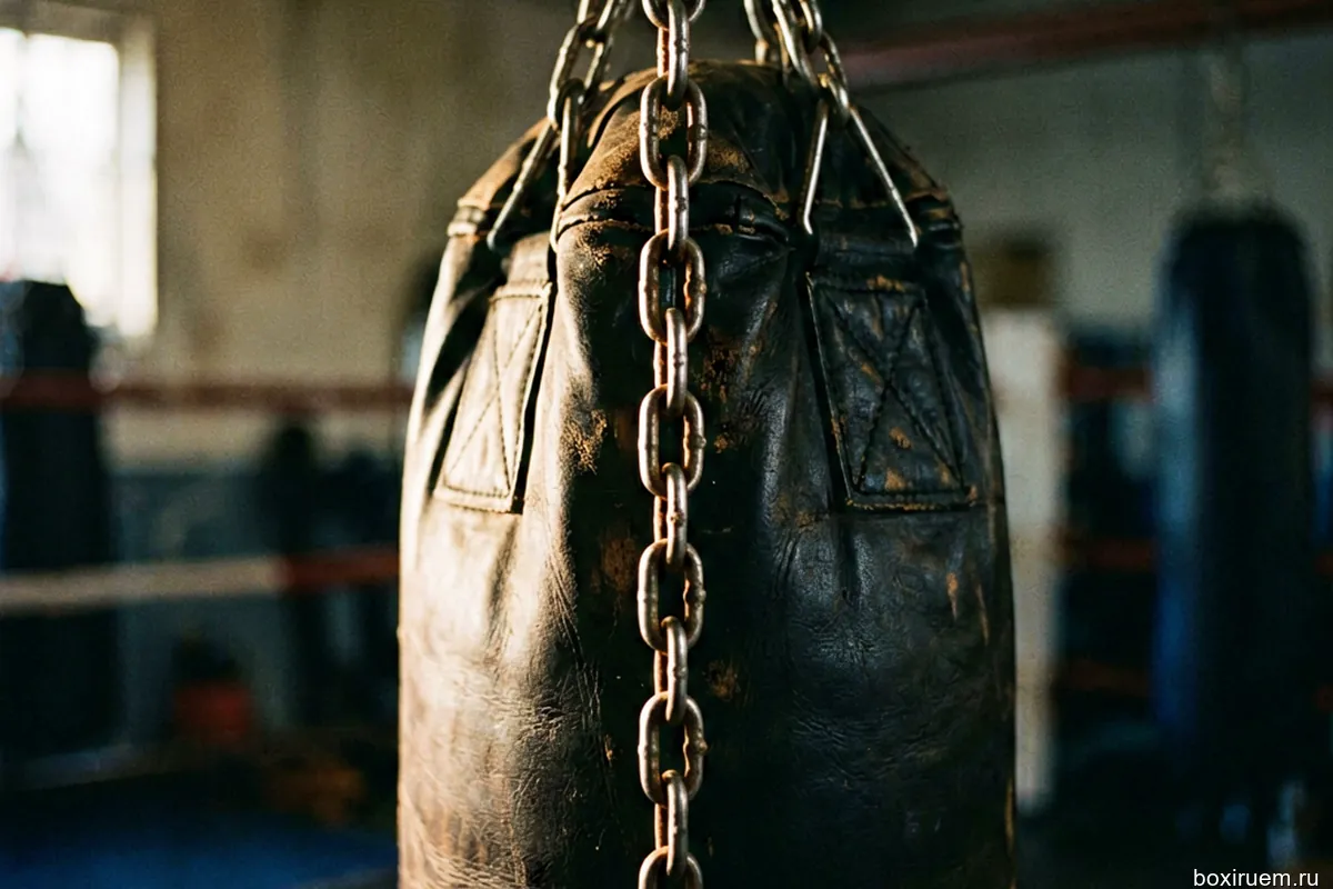 Цепь тяжелого мешка в глубоких тенях