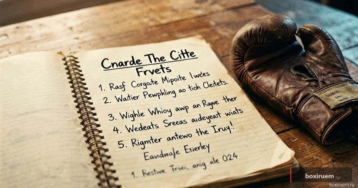 Журнал учета боев на столе рядом с боксерской перчаткой