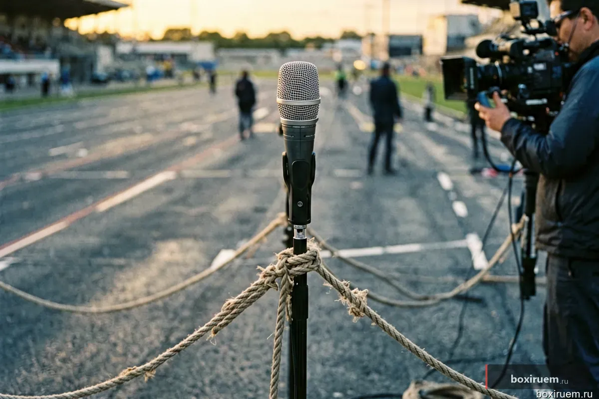 Микрофон ринг-анонсера на канате ринга
