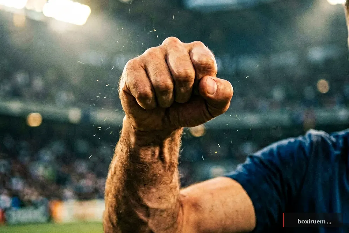 Кулак восточноевропейского боксера описывает дугу в воздухе