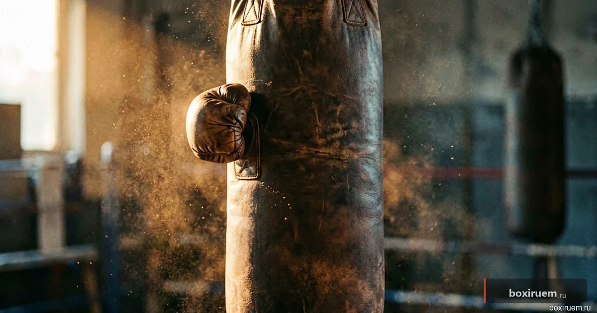 Вид снизу на стойку боксёра, тени на полу зала