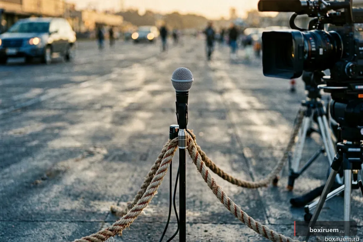 Микрофон ринг-анонсера на канате ринга