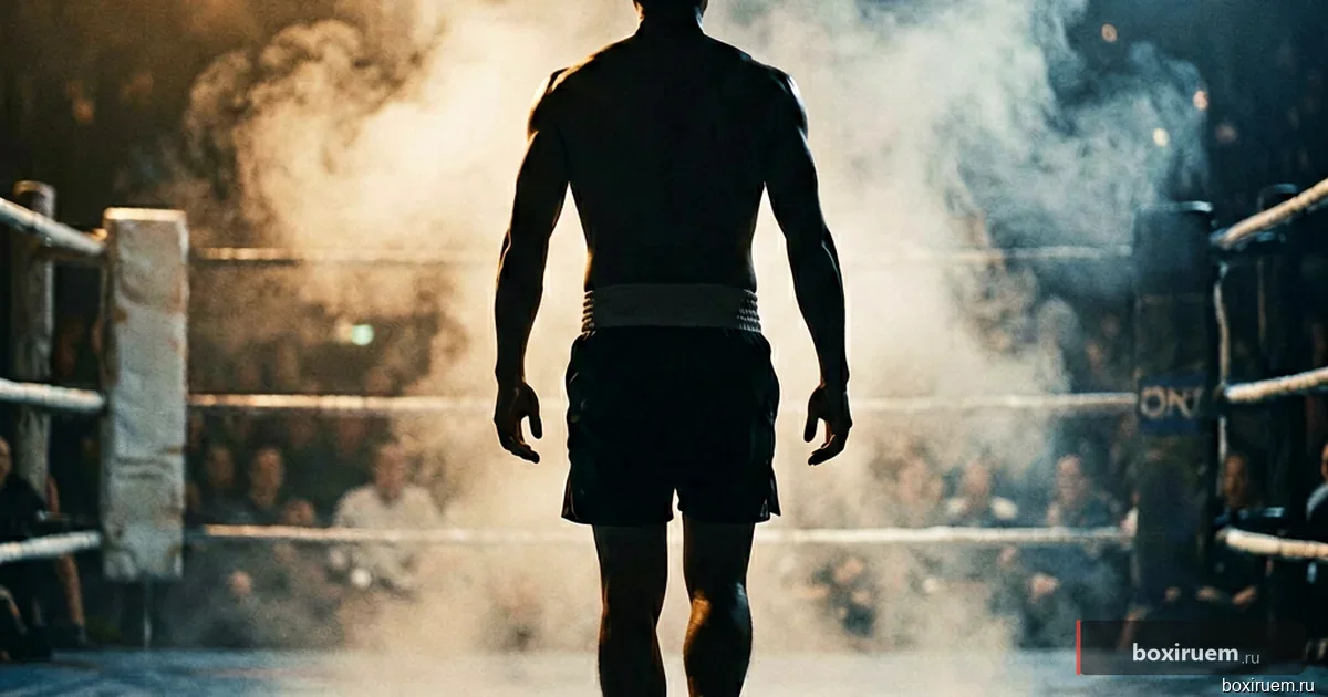 Угол ринга с ведром воды и полотенцем, канаты размыты