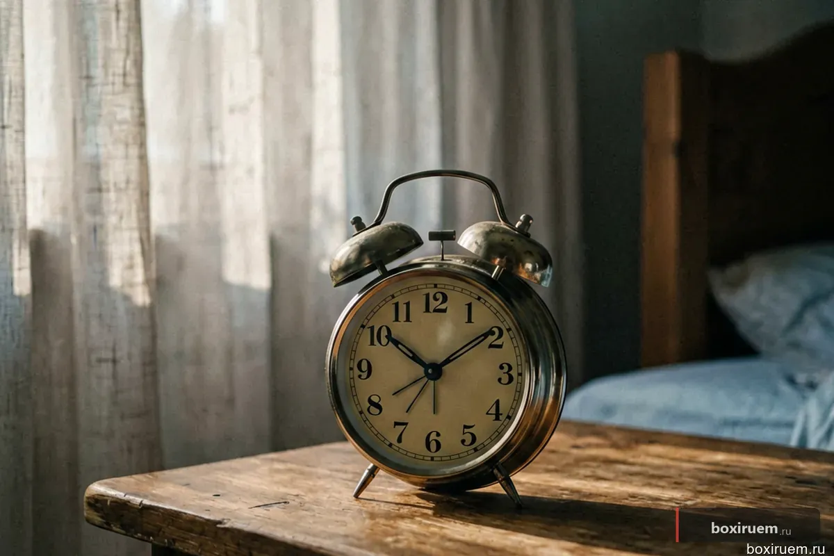 Будильник на прикроватной тумбе в сумерках