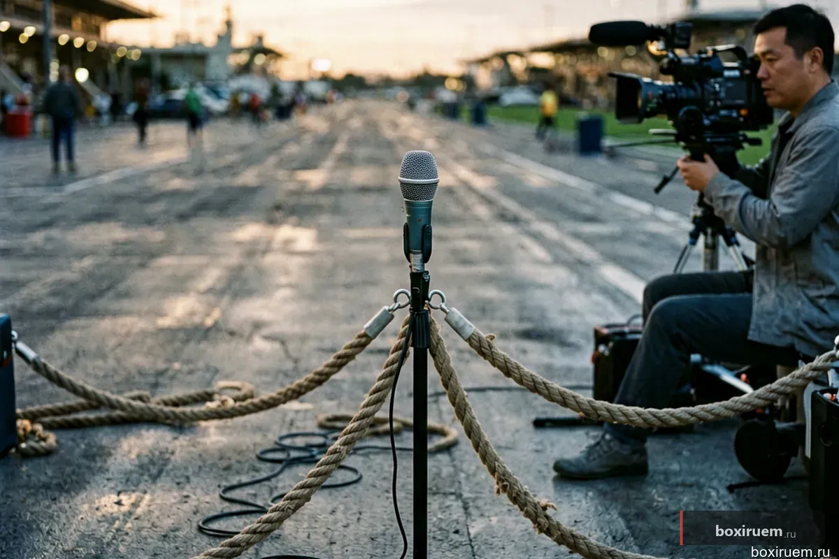 Микрофон ринг-анонсера на канате ринга
